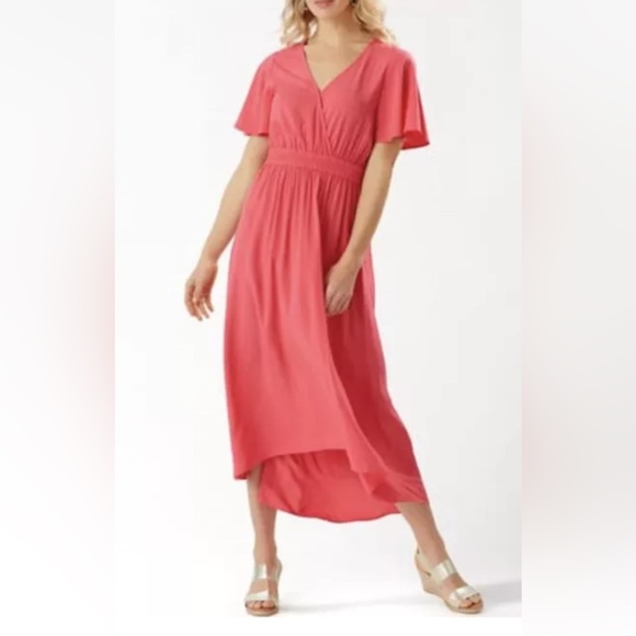 NWT SZ S/P Tommy Bahama Oliana Hi-Lo dress in Paradise Pink Org. $135 - Picture 1 of 5
